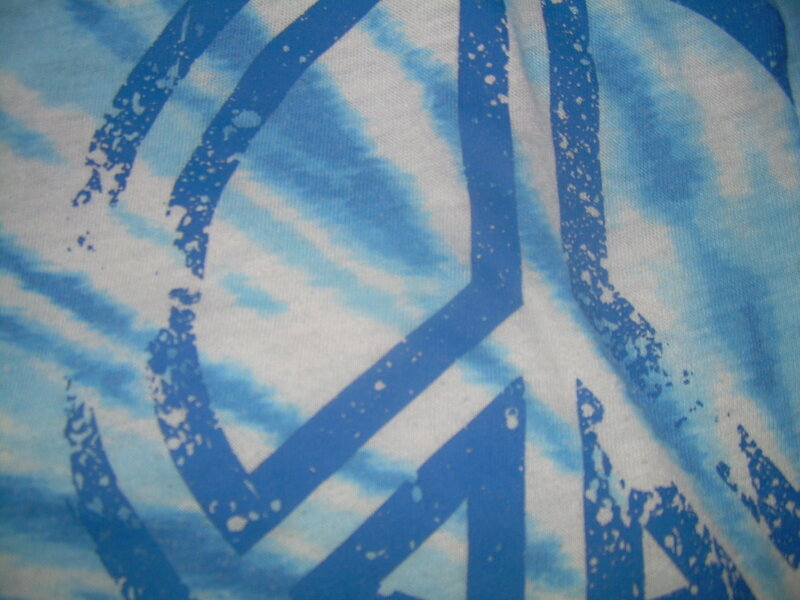 blue peace sign on fabric
