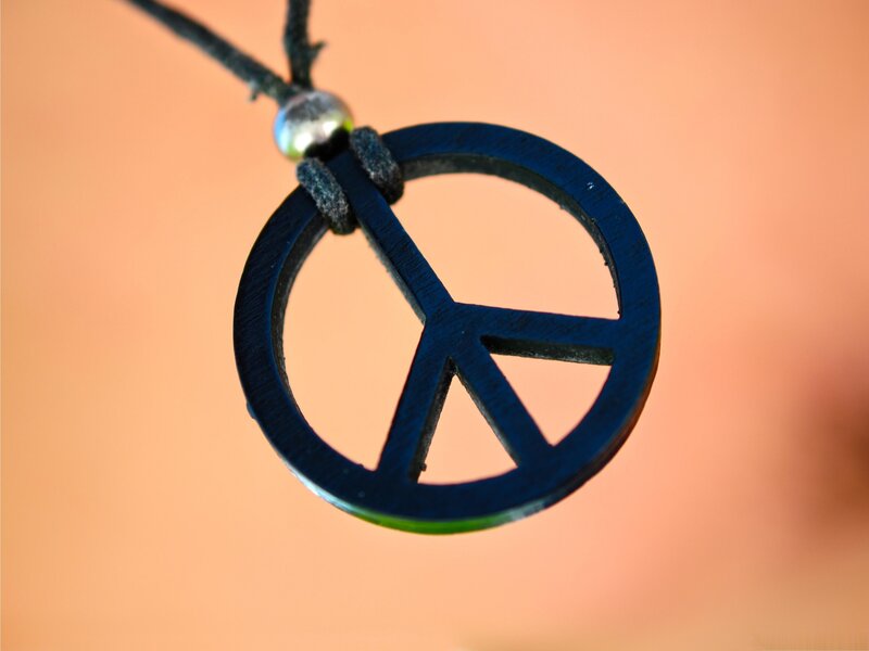 Blue Peace Sign Pendant