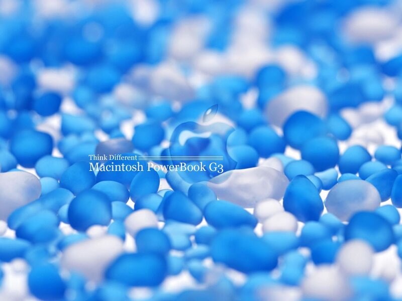 Blue pebbles with Apple logo