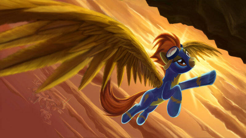 Blue Pegasus with Wings — Dramatic
