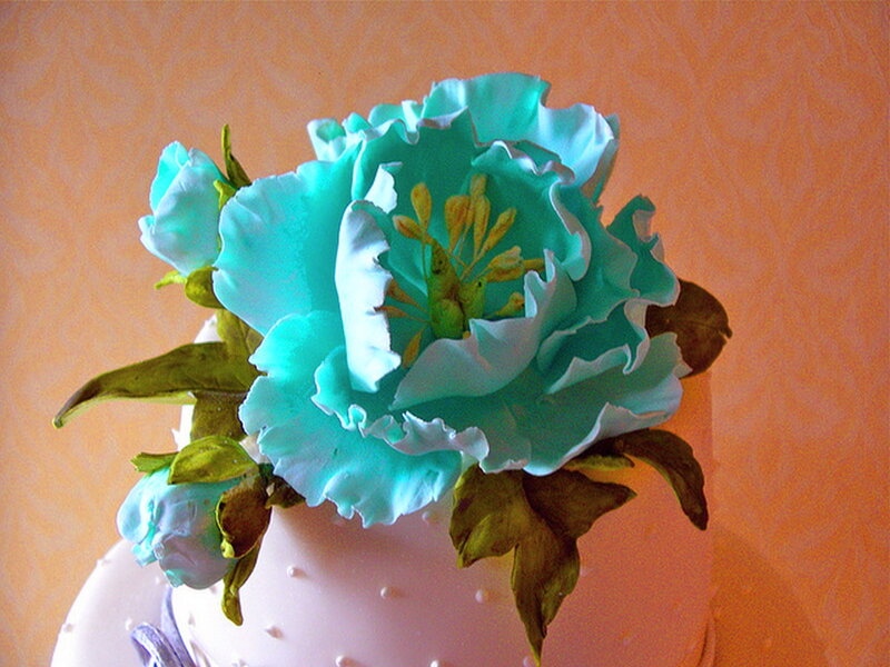 Blue Peony Cake Decoration