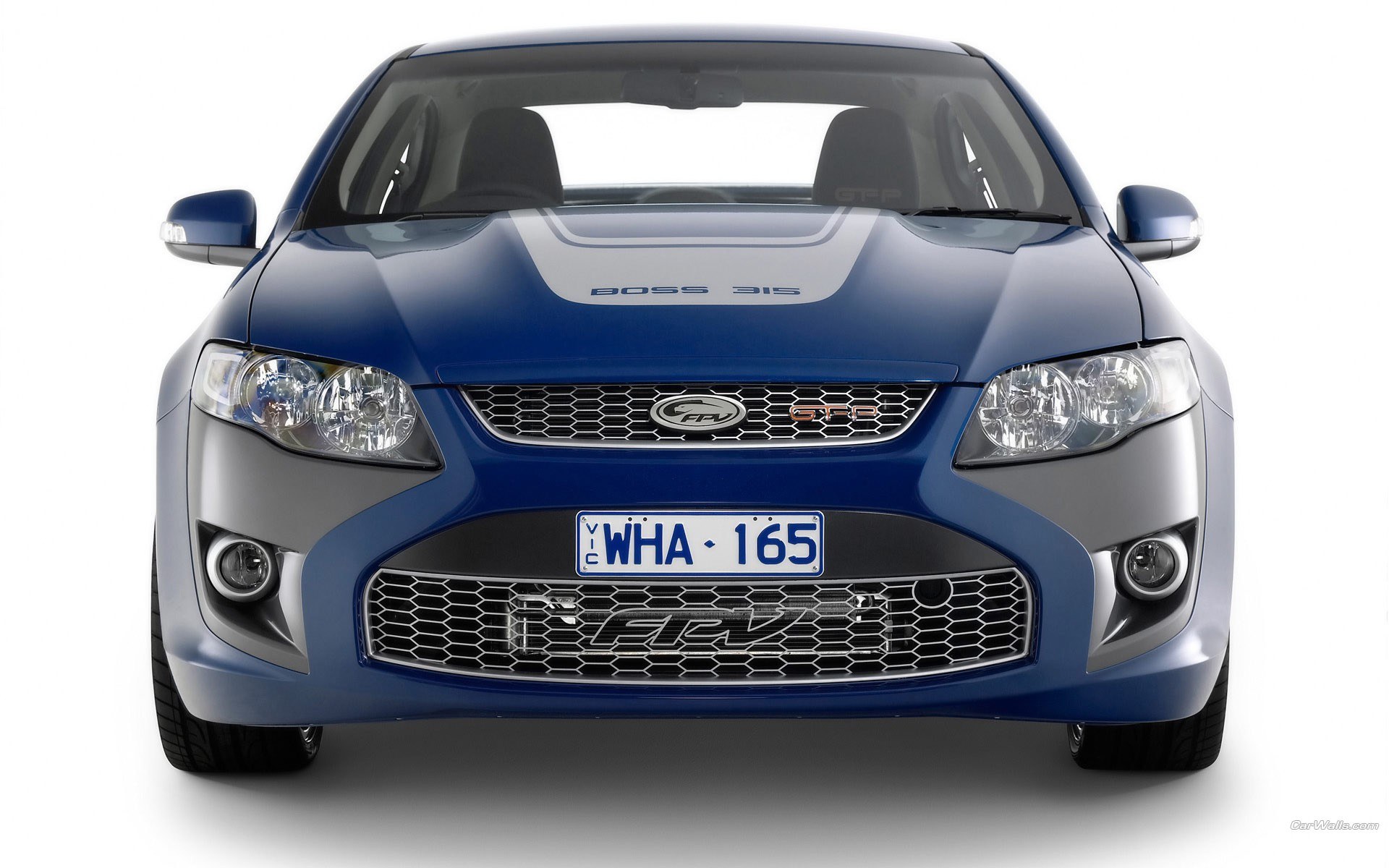 blue performance car front view