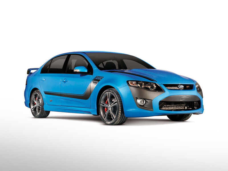 Blue Performance Sedan — Neutral, Photograph, Black Stripes, Rear Spoiler