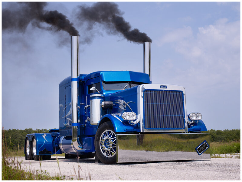 Blue Peterbilt Truck — Dramatic
