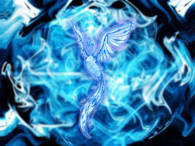blue phoenix in energy swirl