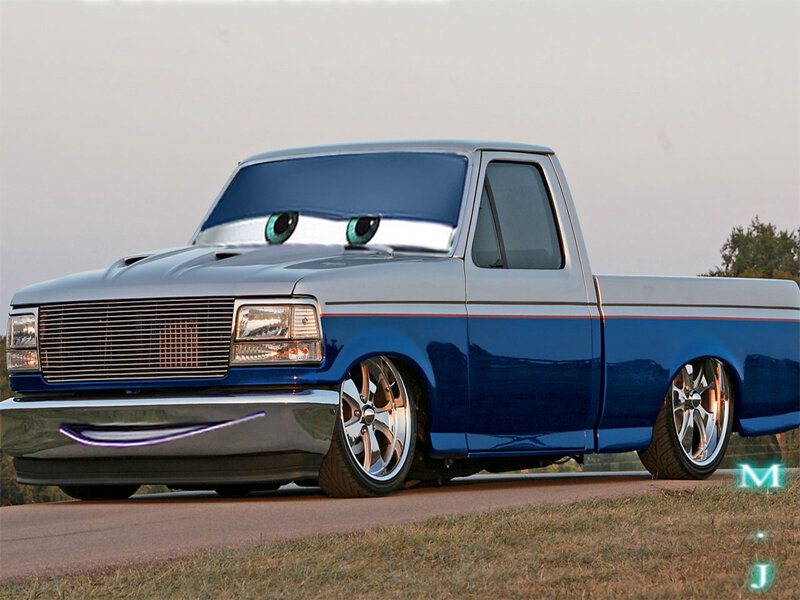 Blue Pickup Truck — Calm, Sunset
