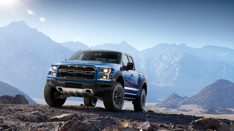 Blue Pickup Truck — Dramatic, Afternoon, Photograph, Mountains, Desert, Sky