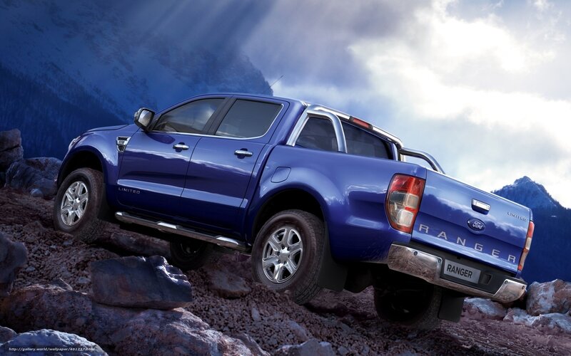 Blue Pickup Truck — Dramatic, Photograph, Mountains, Rocks