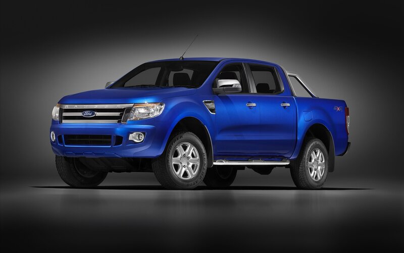 Blue Pickup Truck — Dramatic, Photograph, Silver Wheels