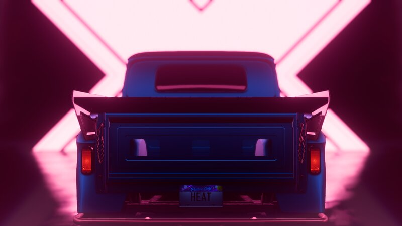 Blue Pickup Truck — Pink