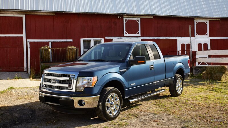 Blue Pickup Truck — Rural, Afternoon