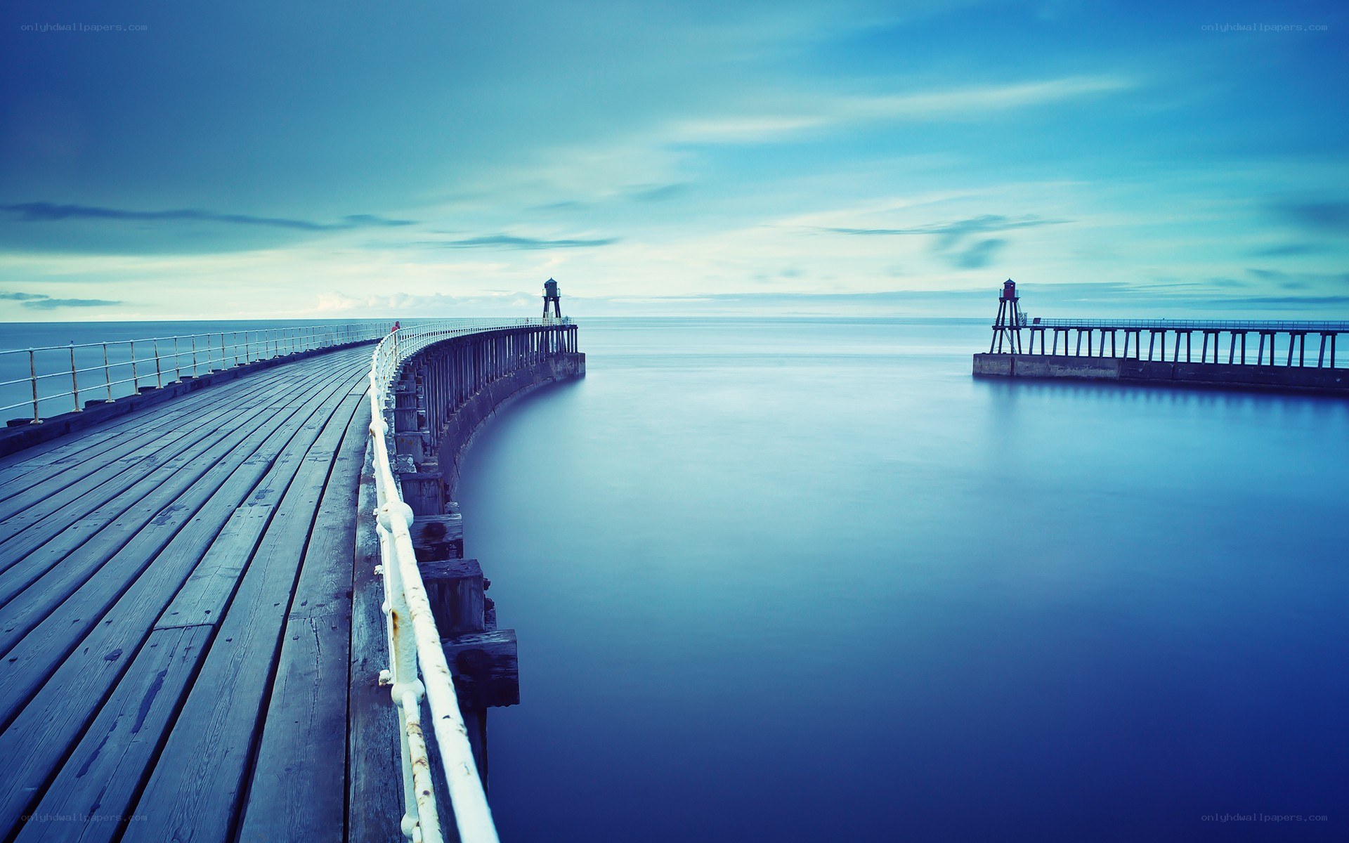 Blue pier at the harbor