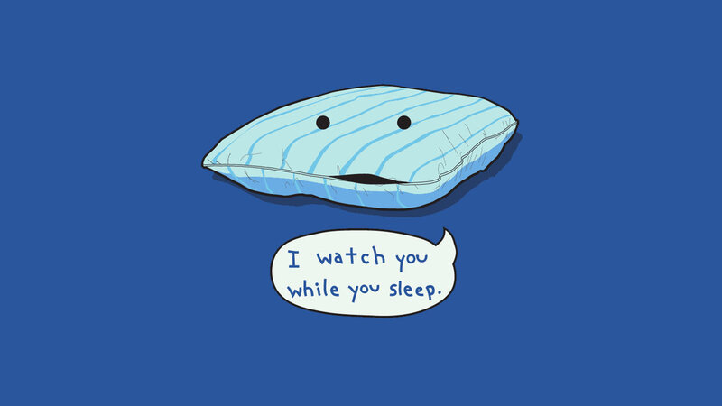 Blue Pillow with Face