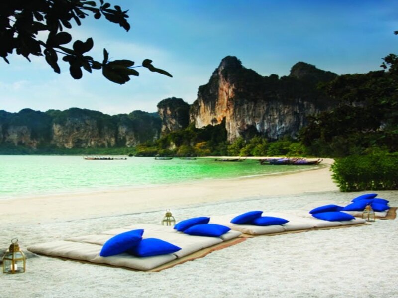 Blue Pillows on Beach
