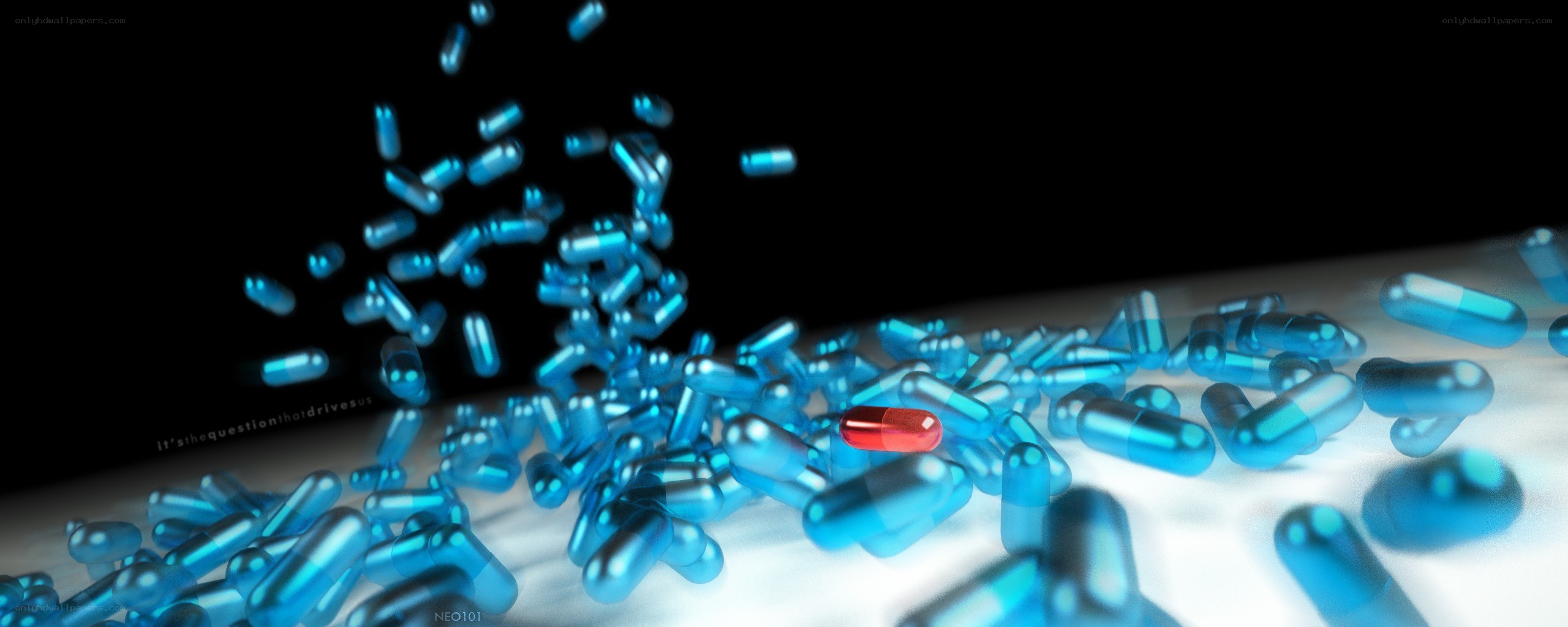 blue pills with one red