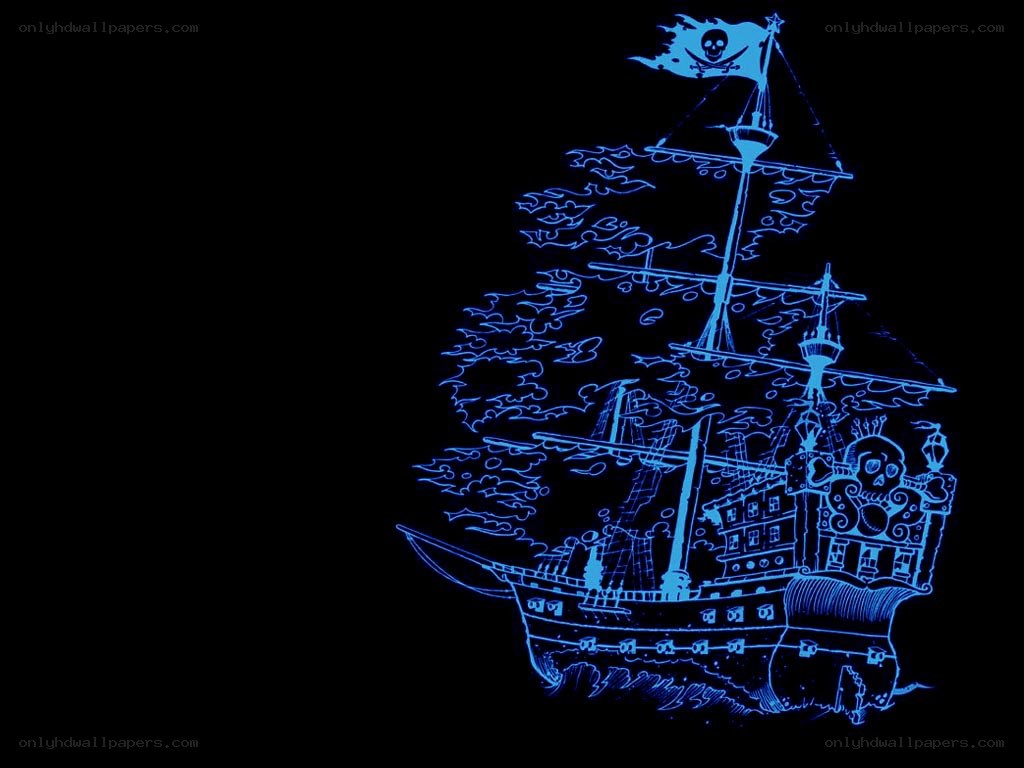 blue pirate ship illustration