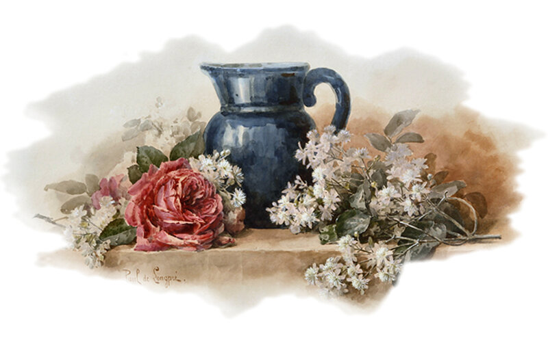 Blue Pitcher with Flowers — Serene