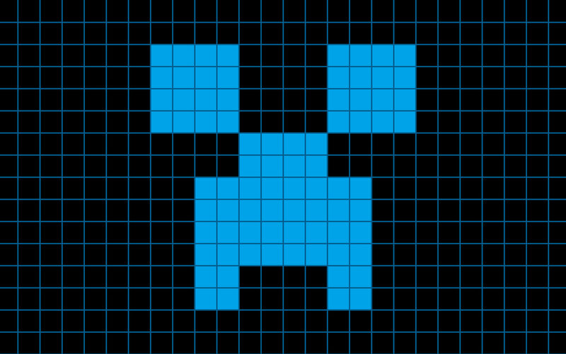 blue pixel art of a creeper