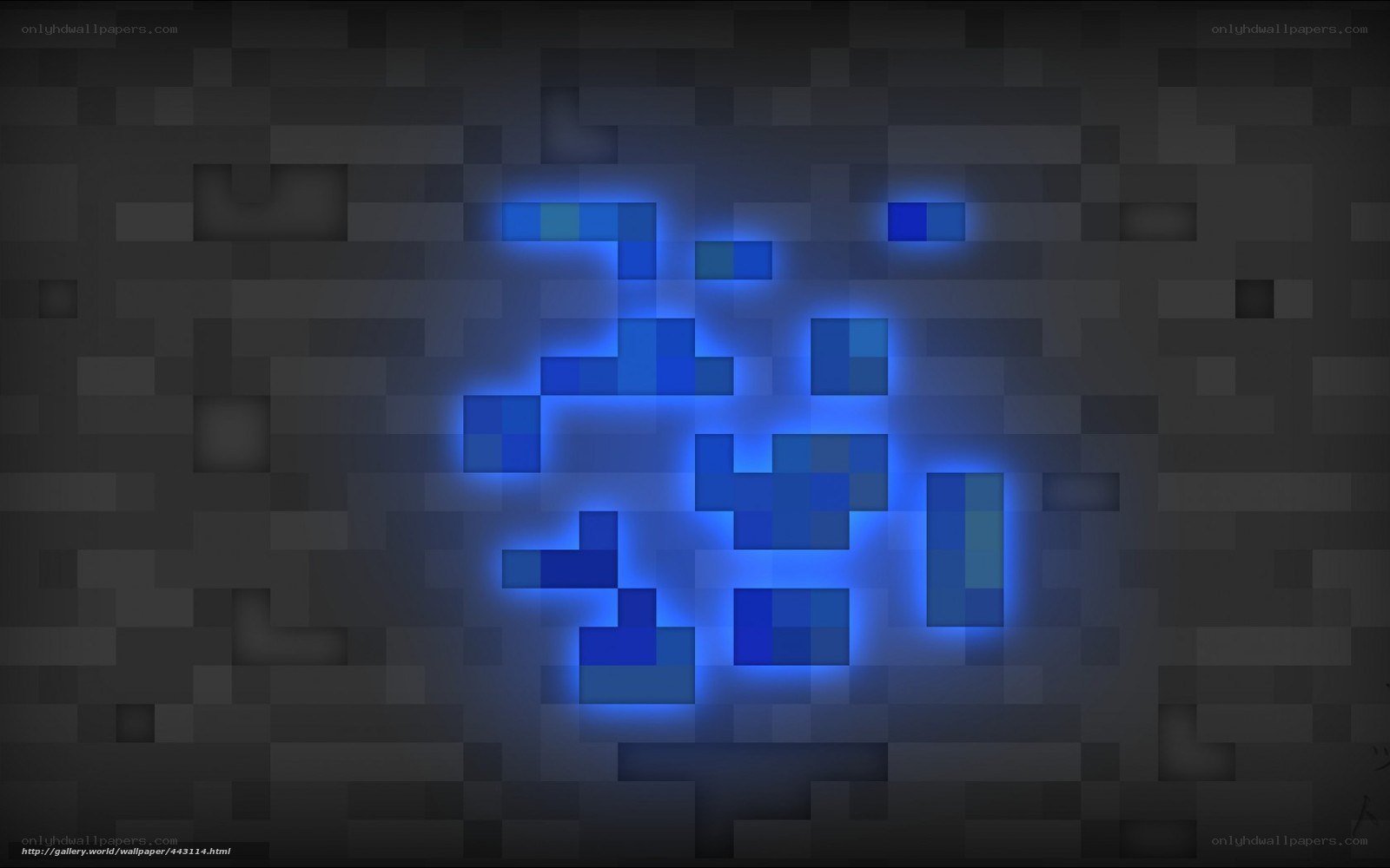 blue pixel art on dark background