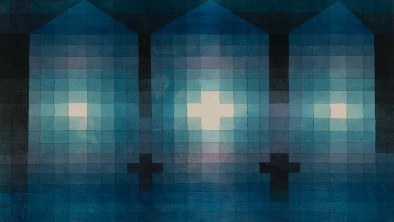 Blue Pixelated Crosses