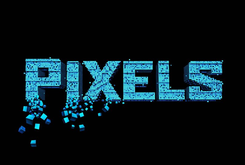 Blue Pixelated Text