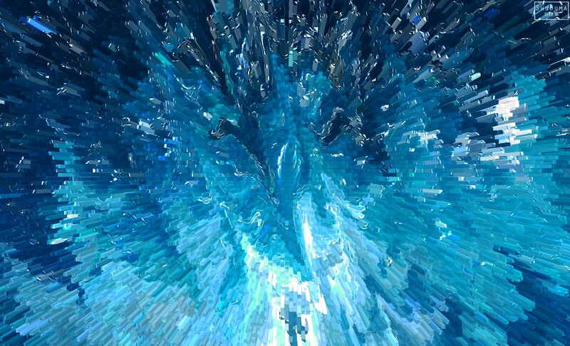 Blue Pixelated Tunnel