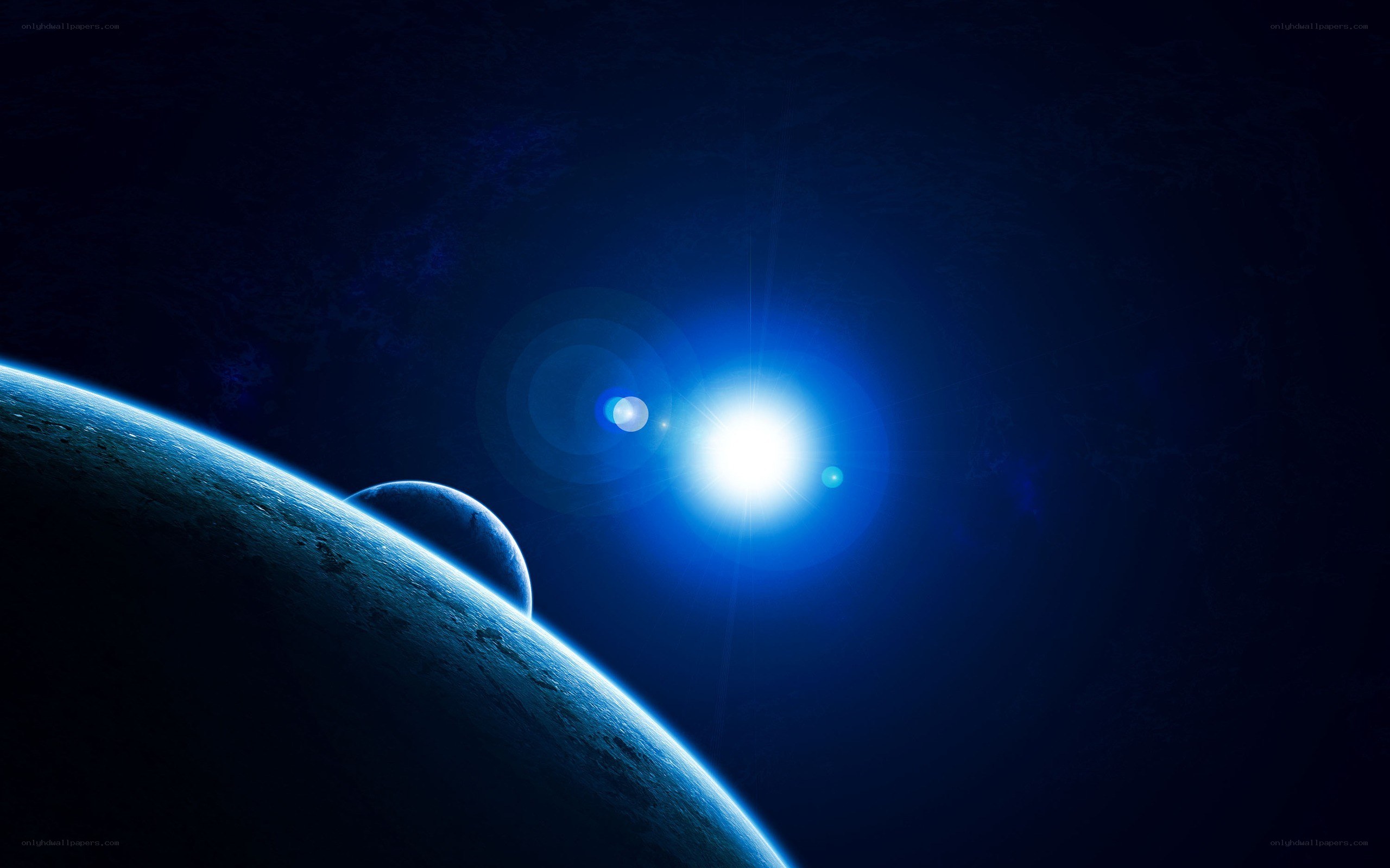 Blue planet and star system