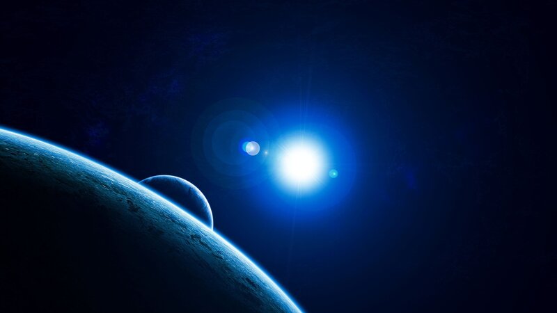 Blue planet and star system