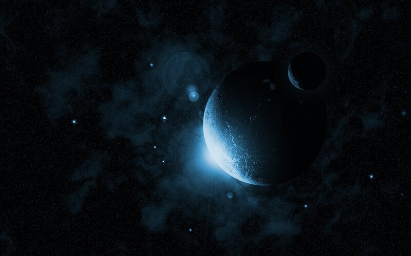 Blue planet in deep space