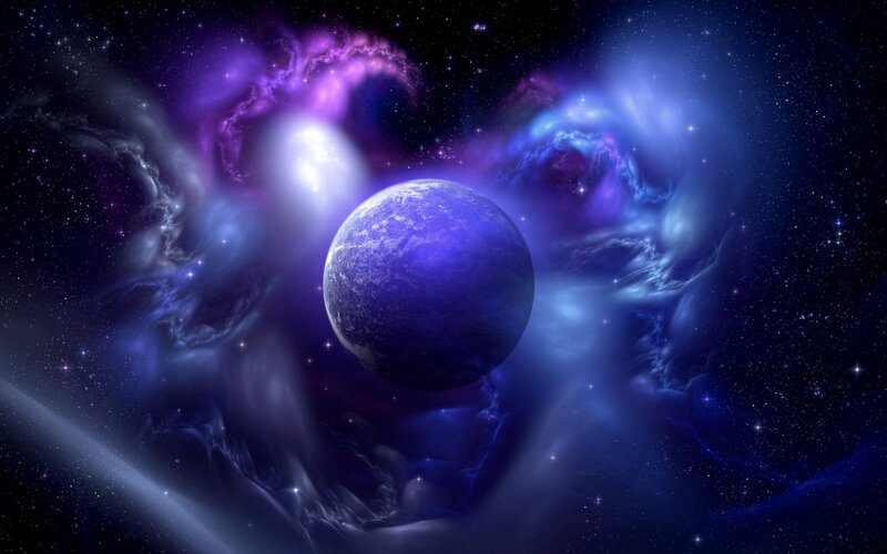 Blue Planet in Nebula