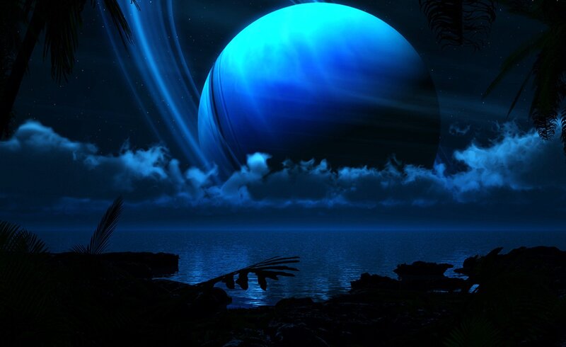 Blue Planet in Night Sky