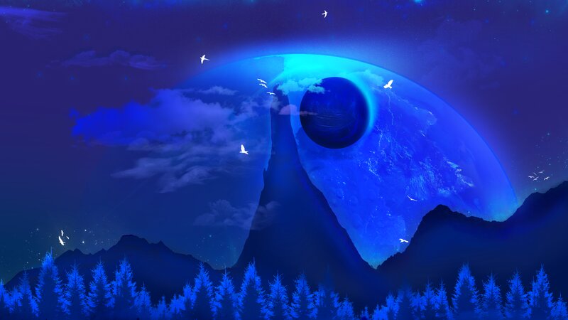 Blue Planet in Sky — Serene
