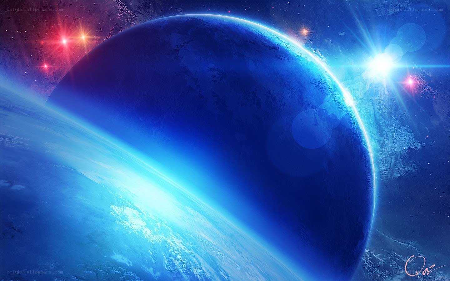 Blue planet in space