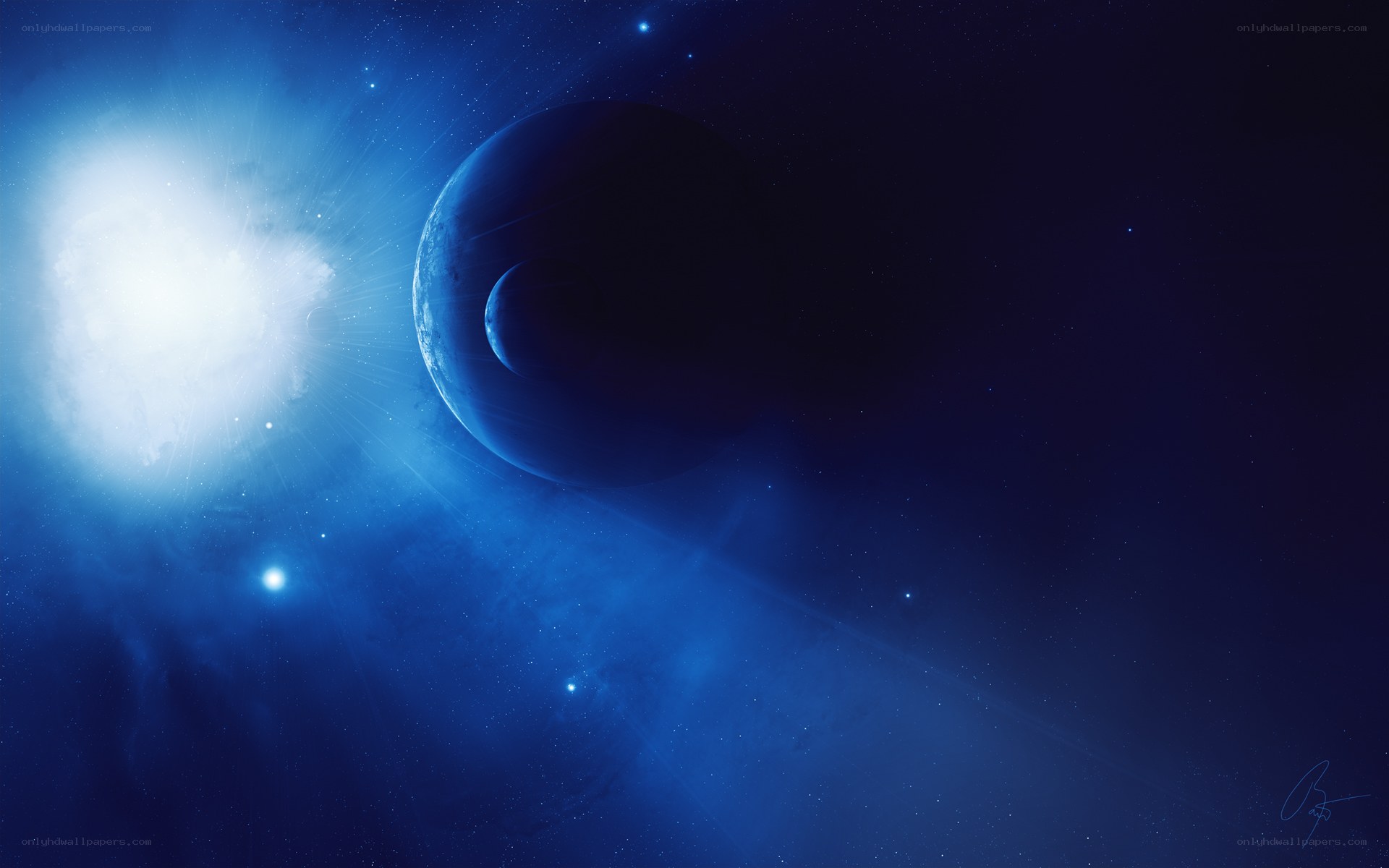 Blue planet in space