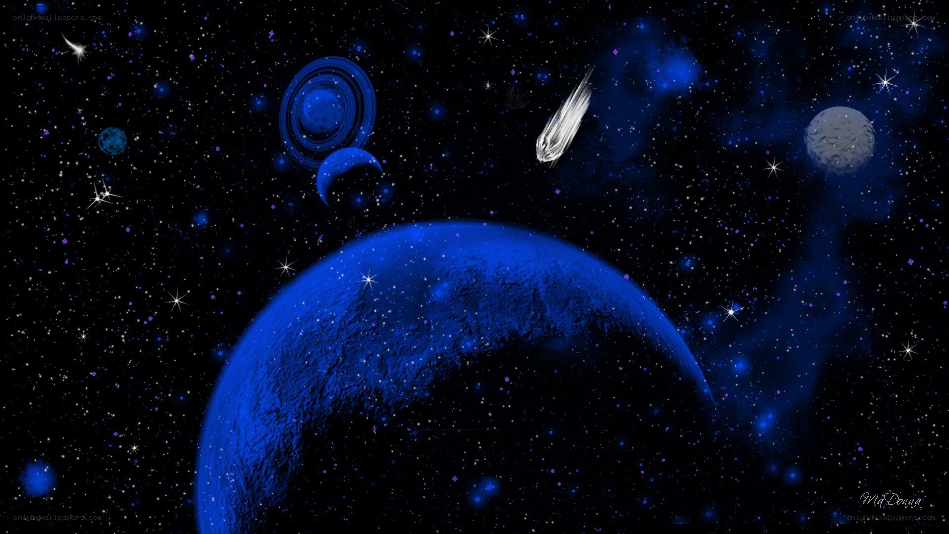 Blue planet in space