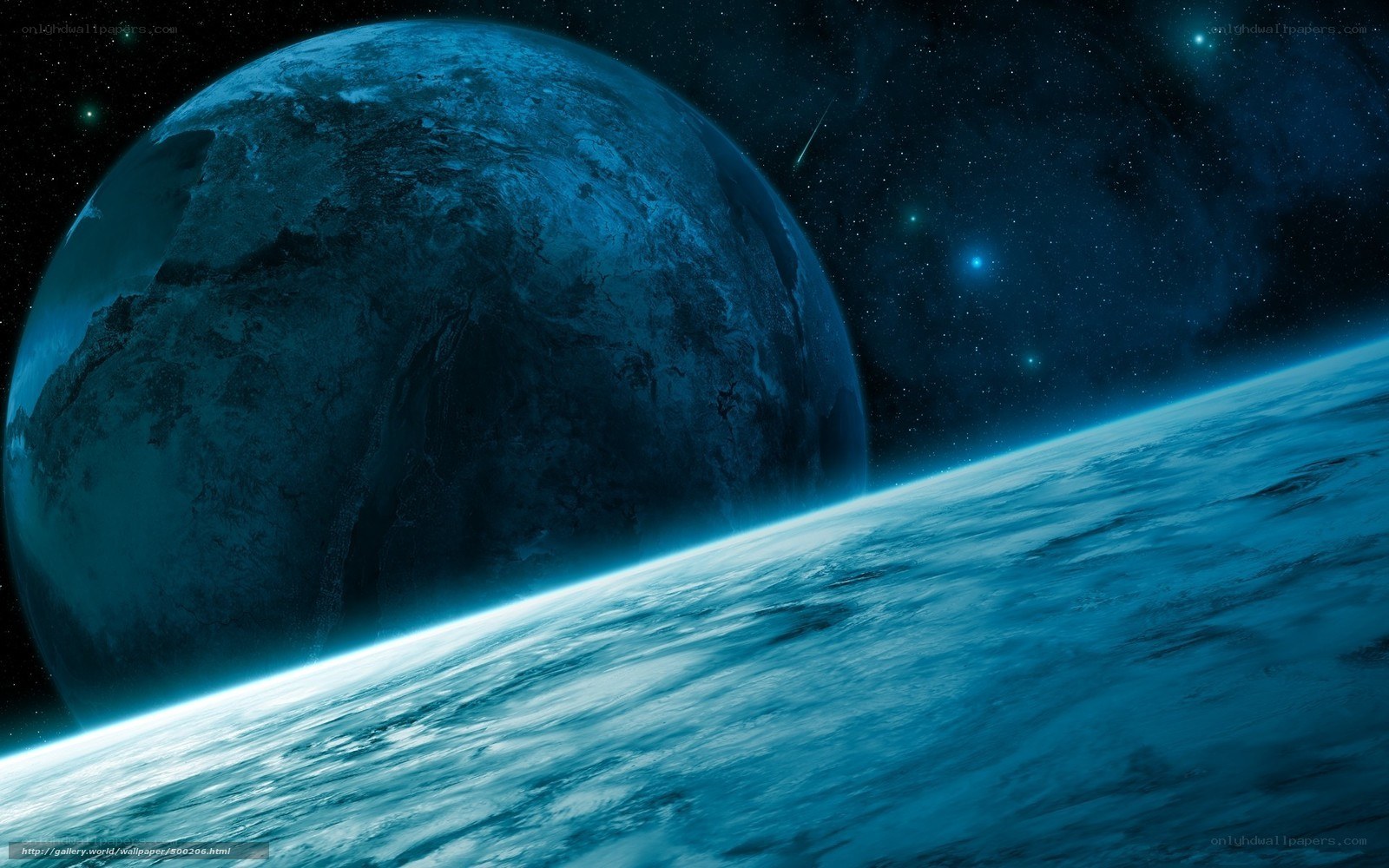 Blue planet in space