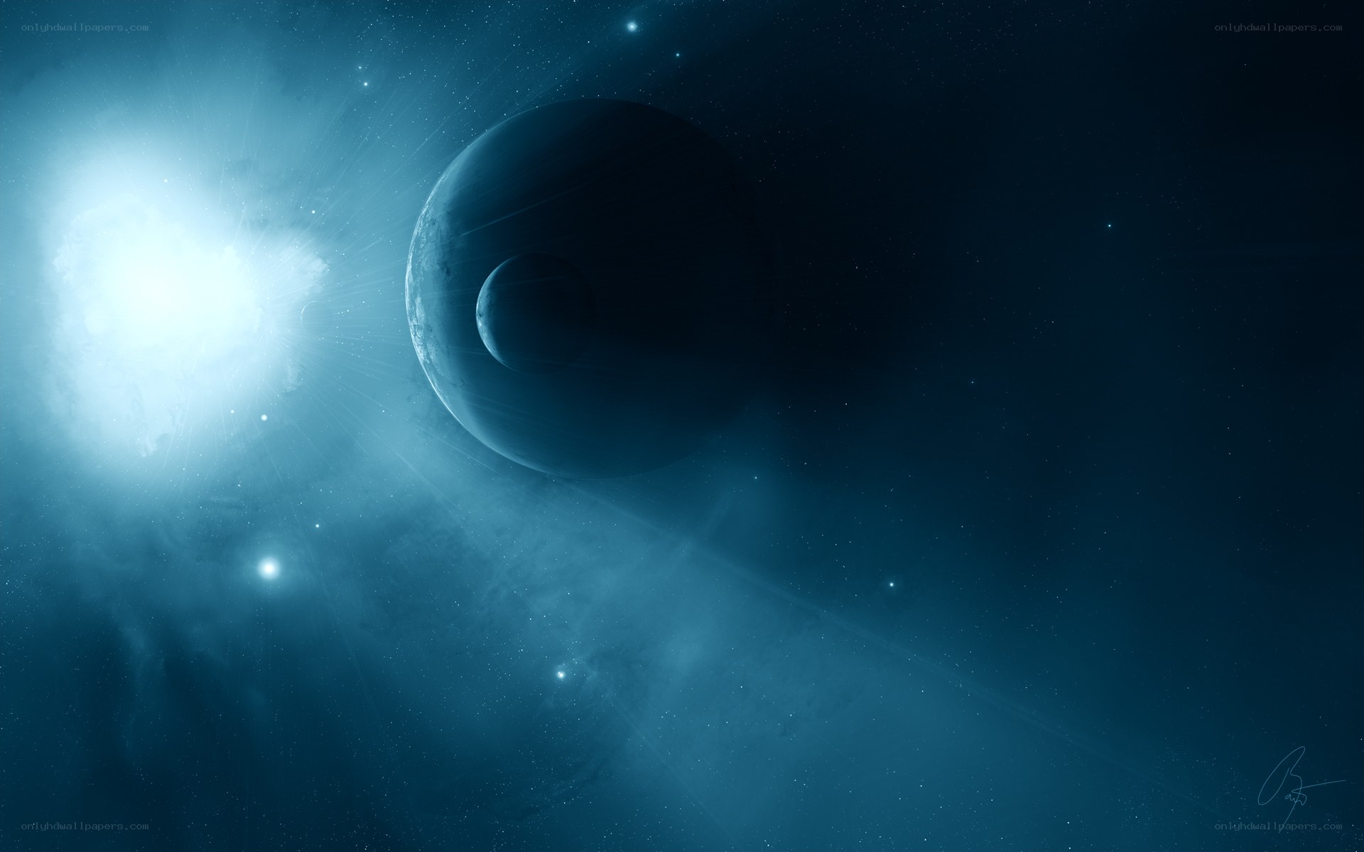 Blue planet in space