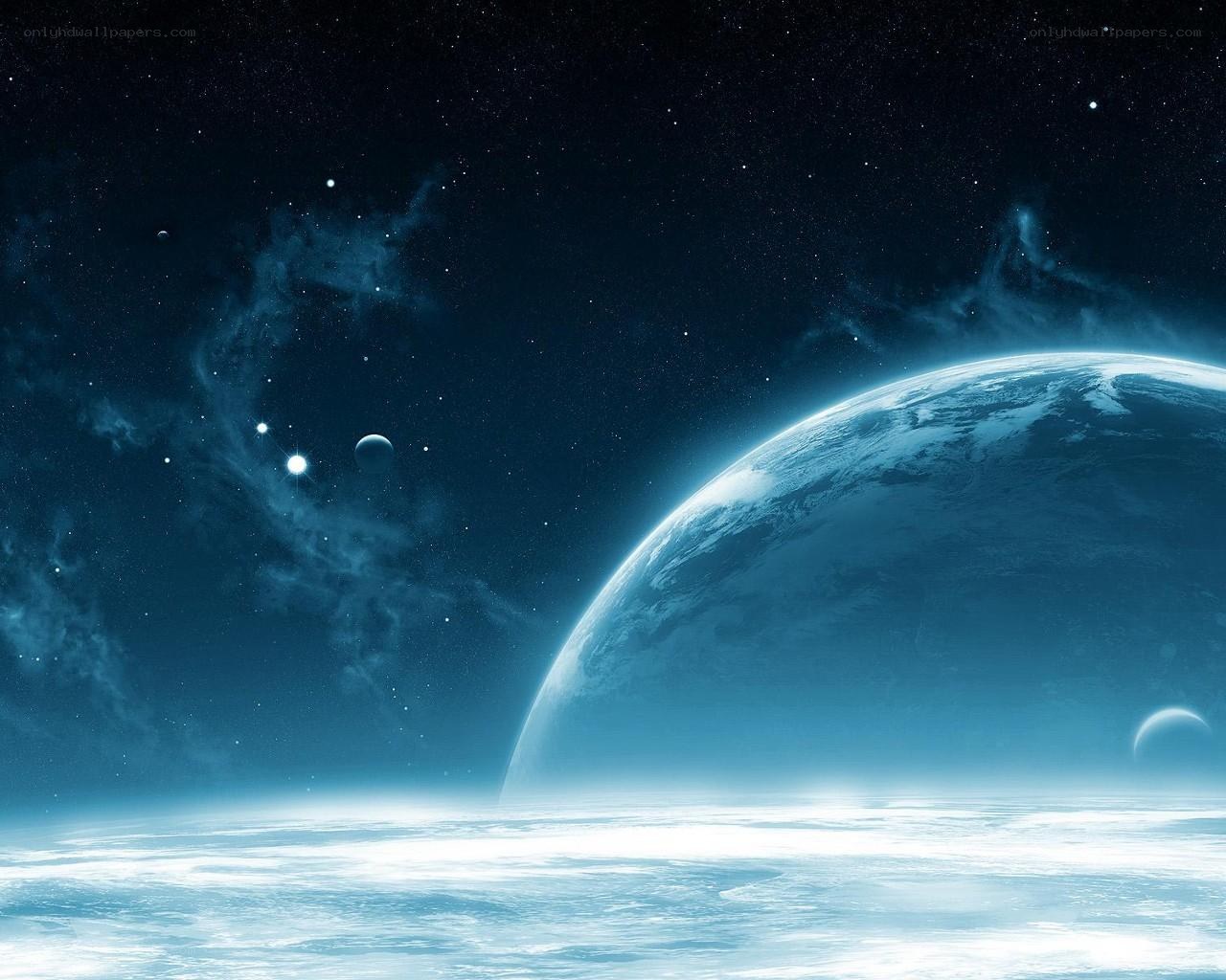 Blue planet in space