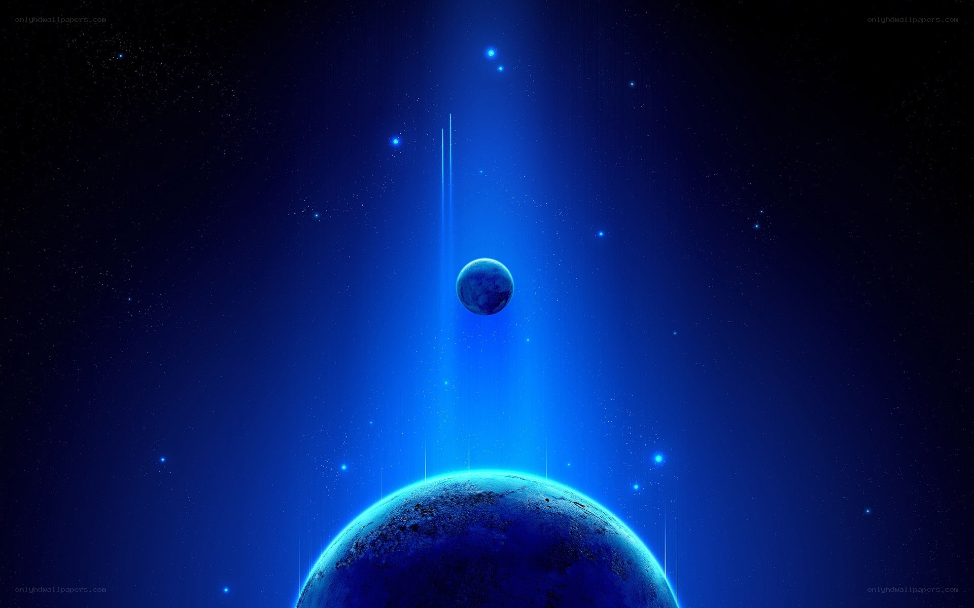 Blue planet in space