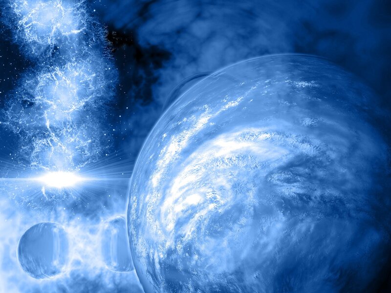 Blue planet in space