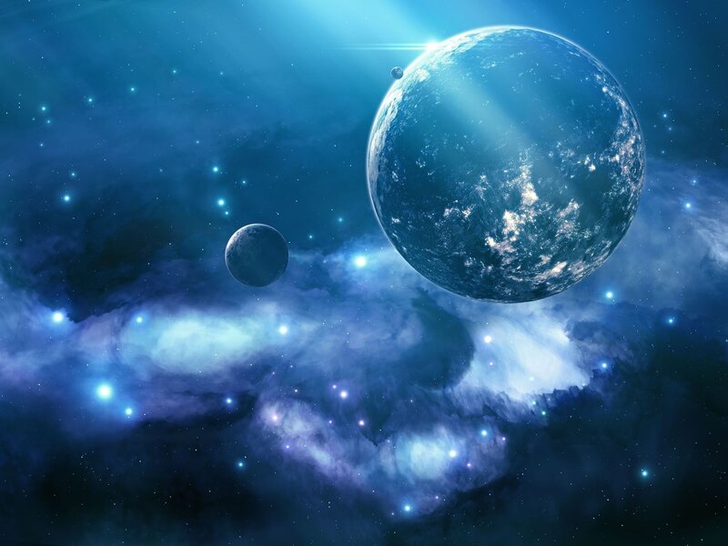 Blue planet in space