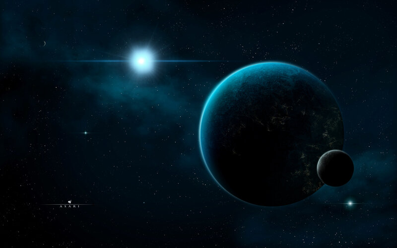Blue planet in space