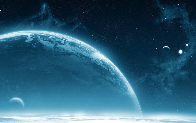 Blue planet in space
