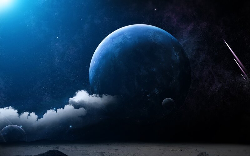 Blue planet in space
