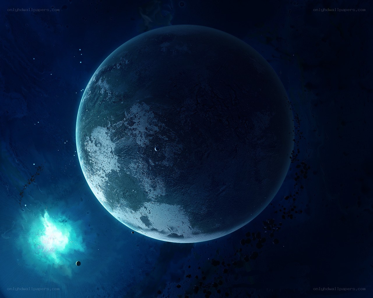 Blue planet in space