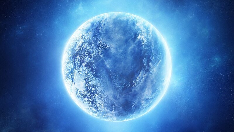 Blue planet in space