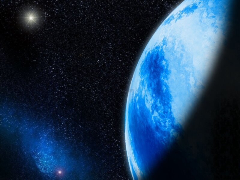 Blue planet in space