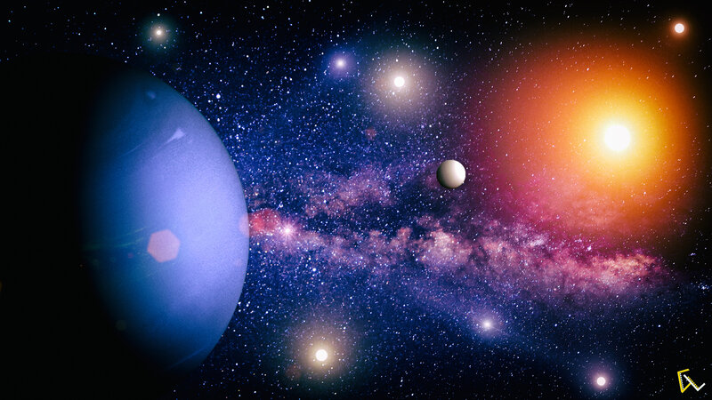 Blue Planet in Space — Cosmic, Night