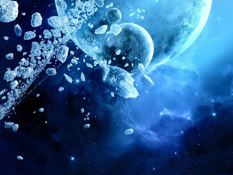 Blue planet in space debris