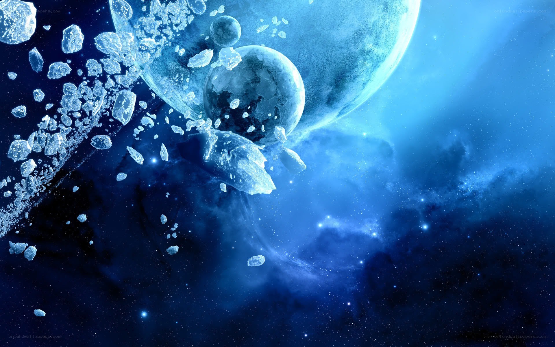 Blue planet in space debris